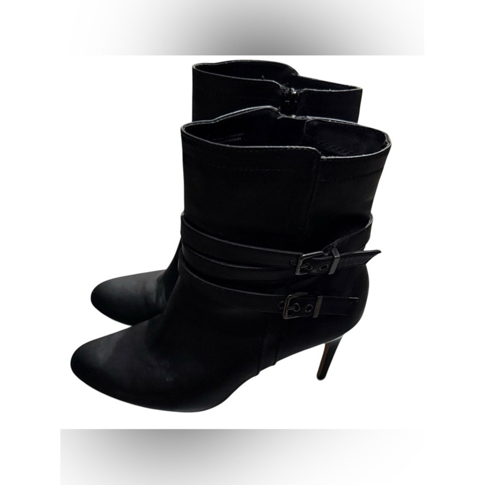 Express Ankle Boots Women 8‎ Black Good Buckle Stiletto Pointed Toe Zipper